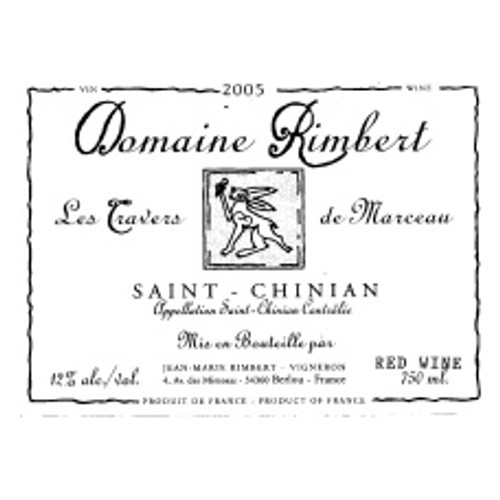 Label/Bottle shot for Domaine Rimbert Saint-Chinian Les Travers de Marceau 2022 750ml Label/Bottle shot for Domaine Rimbert Saint-Chinian Les Travers de Marceau 2022 750ml