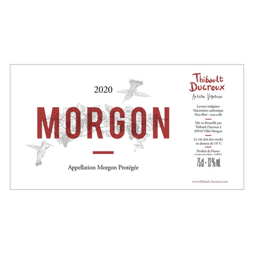 Label/Bottle shot for Thibault Ducroux Morgon 2022 750ml