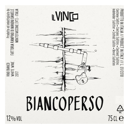 Label/Bottle shot for Il Vinco Biancoperso 2022 750ml