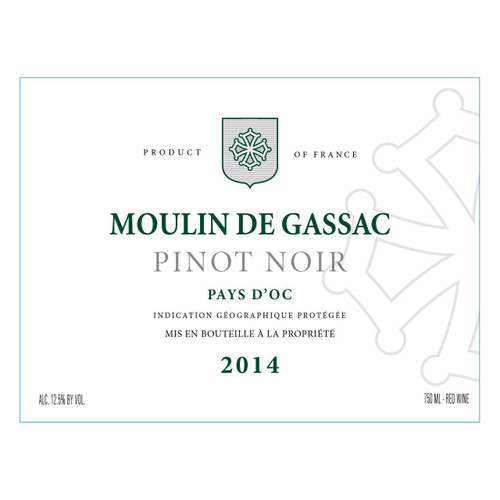Label/Bottle shot for Moulin de Gassac Pinot Noir 2022 750ml