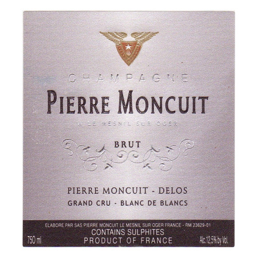 Label/Bottle shot for Pierre Moncuit Delos Grand Cru Blanc de Blancs Brut Current 750ml