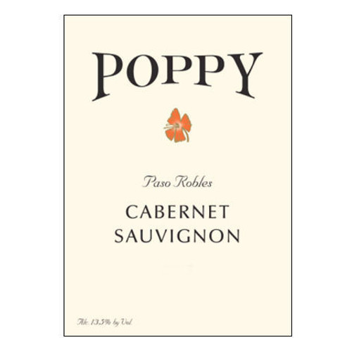 Label/Bottle shot for Poppy Wines Cabernet Sauvignon 2021 750ml