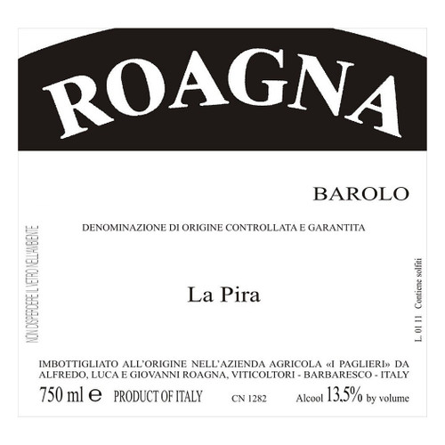 Label/Bottle shot for Roagna La Pira Barolo 2018 750ml