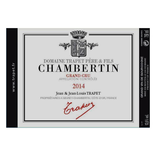 Label/Bottle shot for Domaine Trapet Chambertin Grand Cru 2021 750ml Label/Bottle shot for Domaine Trapet Chambertin Grand Cru 2021 750ml