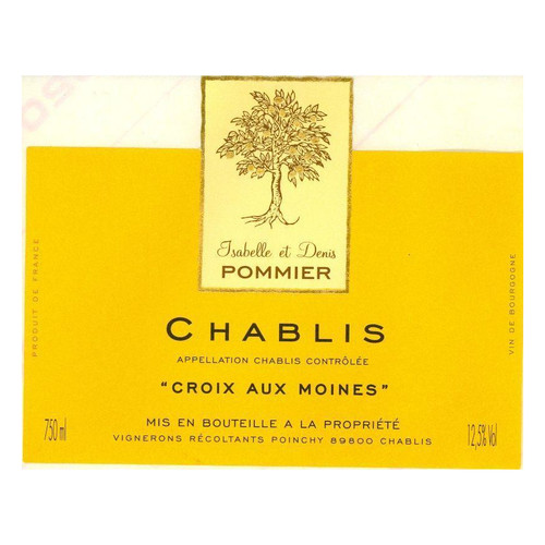 Label/Bottle shot for Isabelle et Denis Pommier Chablis Croix aux Moines 2021 750ml