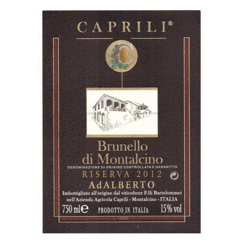 Label/Bottle shot for Caprili Brunello Di Montalcino Riserva Adalberto 2018 750ml