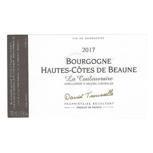 Label/Bottle shot for David Trousselle Bourgogne Hautes Cotes de Beaune La Couleuvraire 2022 750ml