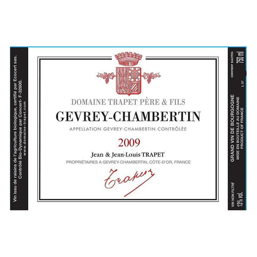 Label/Bottle shot for Domaine Trapet Pere & Fils Gevrey-Chambertin 2021 1.5L