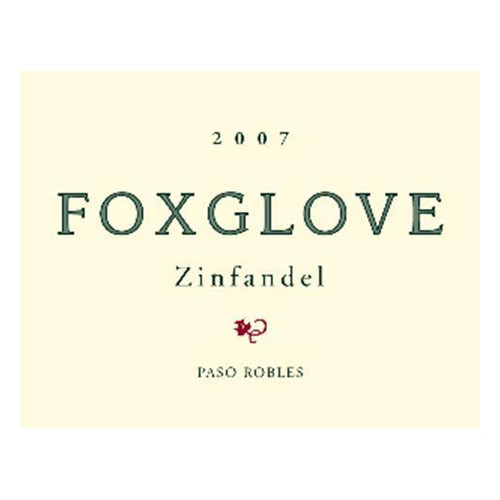 Label/Bottle shot for Foxglove Paso Robles Zinfandel 2020 750ml