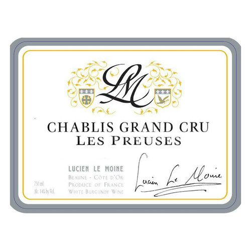 Label/Bottle shot for Lucien Le Moine Chablis Grand Cru Preuses 2021 750ml