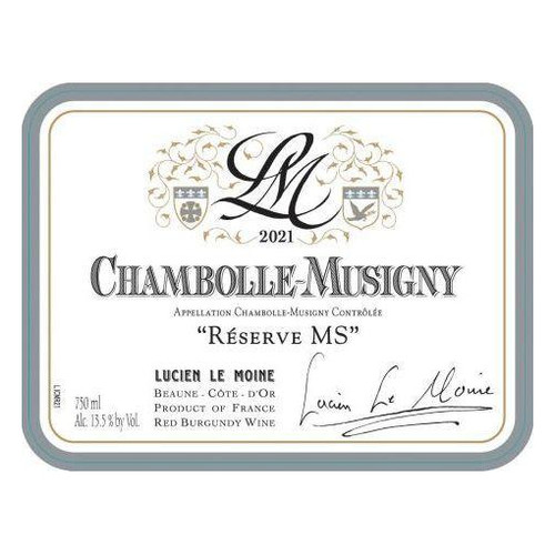 Label/Bottle shot for Lucien Le Moine Chambolle-Musigny Reserve MS 2021 750ml