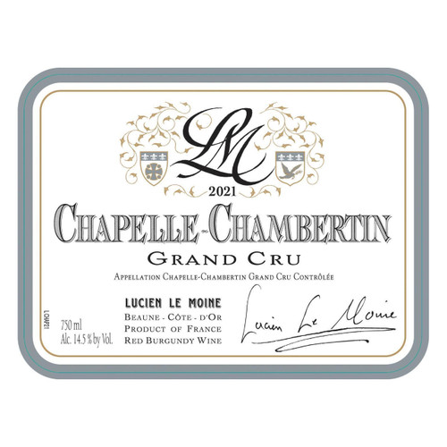 Label/Bottle shot for Lucien Le Moine Chapelle-Chambertin Grand Cru 2021 750ml