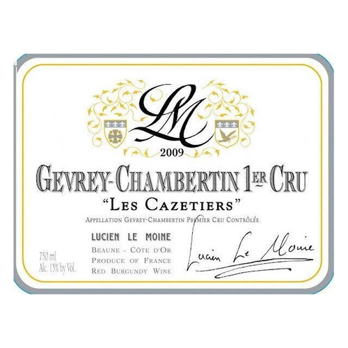 Label/Bottle shot for Lucien Le Moine Gevrey-Chambertin 1er Cru Les Cazetiers 2021 750ml