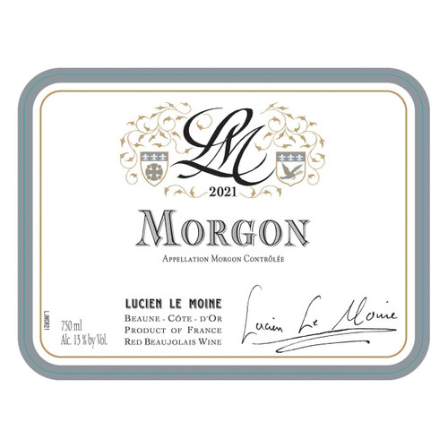 Label/Bottle shot for Lucien Le Moine Morgon 2021 750ml
