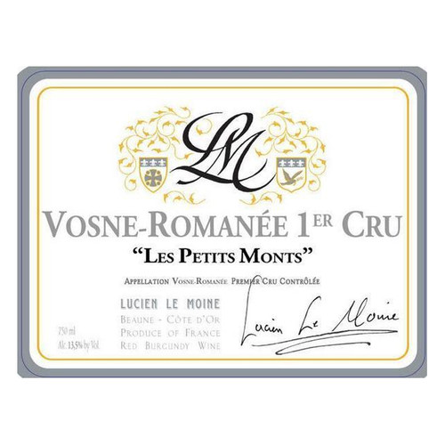 Label/Bottle shot for Lucien Le Moine Vosne-Romanee 1er Cru Les Petits Monts 2021 750ml