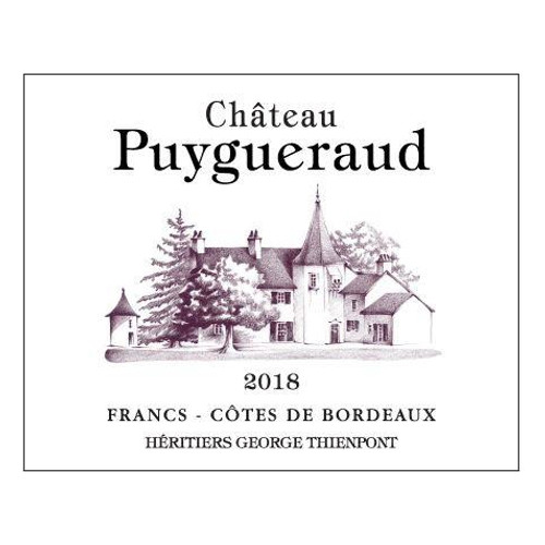 Label/Bottle shot for Chateau Puygueraud Francs Cotes de Bordeaux 2018 750ml