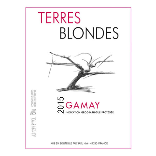Label/Bottle shot for Terres Blondes Touraine Gamay 2020 750ml