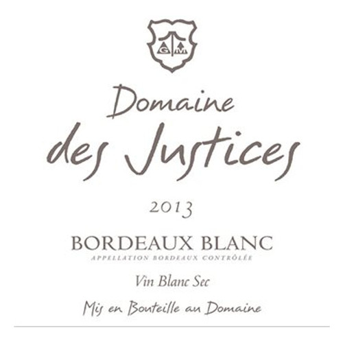 Label/Bottle shot for Domaine des Justices Bordeaux Blanc 2021 750ml Label/Bottle shot for Domaine des Justices Bordeaux Blanc 2021 750ml
