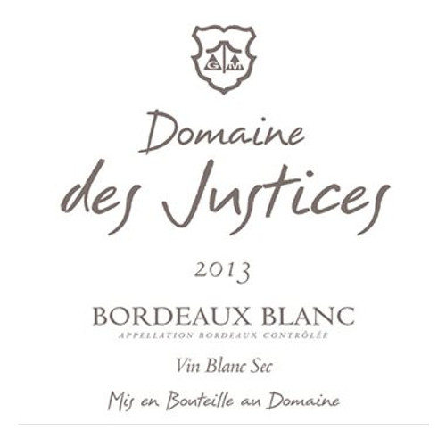 Label/Bottle shot for Domaine des Justices Bordeaux Blanc 2021 750ml