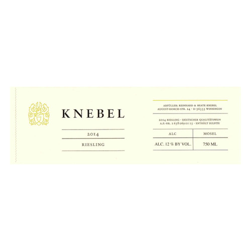 Label/Bottle shot for Knebel Riesling 2021 750ml