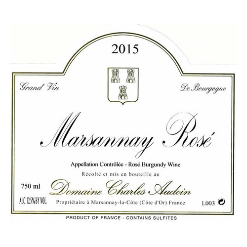 Label/Bottle shot for Charles Audoin Marsannay Rose 2023 750ml