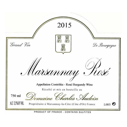 Label/Bottle shot for Charles Audoin Marsannay Rose 2022 750ml