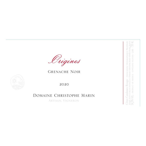 Label/Bottle shot for Domaine Christophe Marin Cotes Catalanes Grenache Noir Origines 2021 750ml