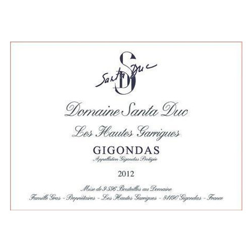 Label/Bottle shot for Santa Duc Gigondas Les Hautes Garrigues 2020 750ml