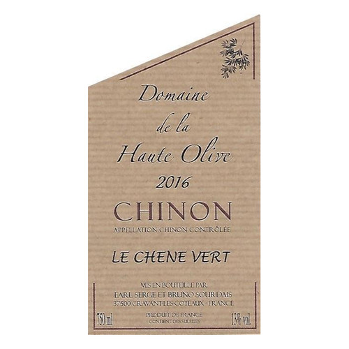 Label/Bottle shot for Domaine de la Haute Olive Chinon Le Chene Vert 2022 750ml