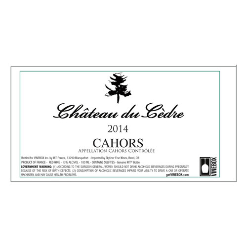 Label/Bottle shot for Chateau du Cedre 2022 750ml