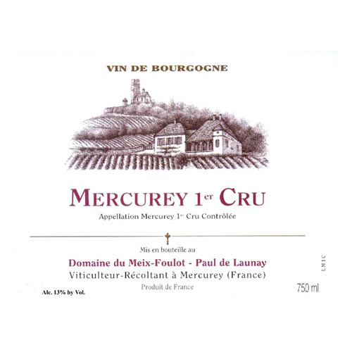 Domaine Meix Foulot Mercurey Rouge 1er Cru 2019 1.5L Domaine Meix Foulot Mercurey Rouge 1er Cru 2019 1.5L