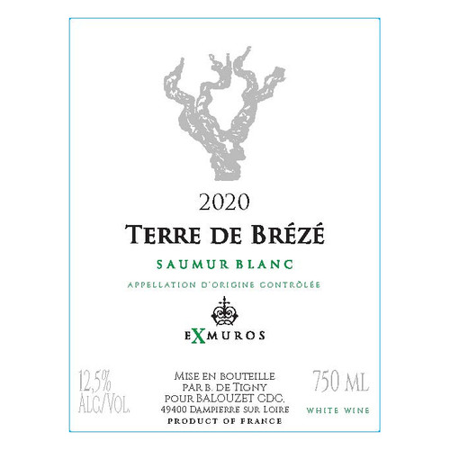 Chateau de Chaintres eXmuros Saumur Blanc "Terre de Brézé" 2022 750ml Chateau de Chaintres eXmuros Saumur Blanc "Terre de Brézé" 2022 750ml