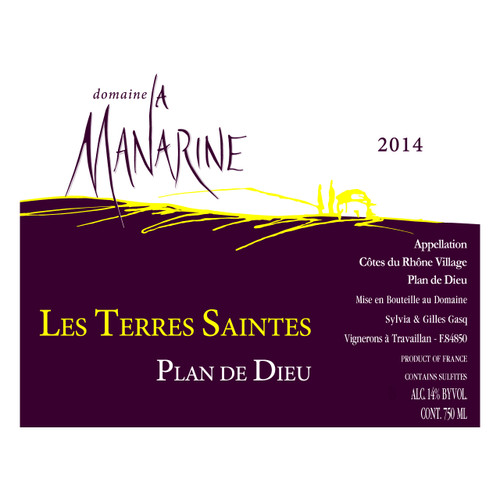 Domaine La Manarine Côtes du Rhône Villages Plan de Dieu "Les Terres Saintes" 2021 750ml Domaine La Manarine Côtes du Rhône Villages Plan de Dieu "Les Terres Saintes" 2021 750ml