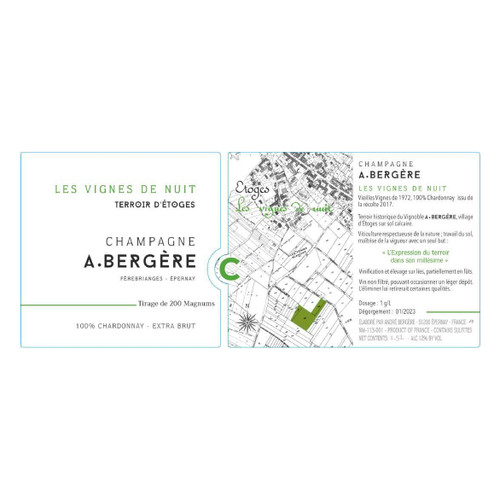A. Bergere Champagne Grand Cru Extra Brut Chardonnay Les Vignes De Nuit 2017 750ml A. Bergere Champagne Grand Cru Extra Brut Chardonnay Les Vignes De Nuit 2017 750ml