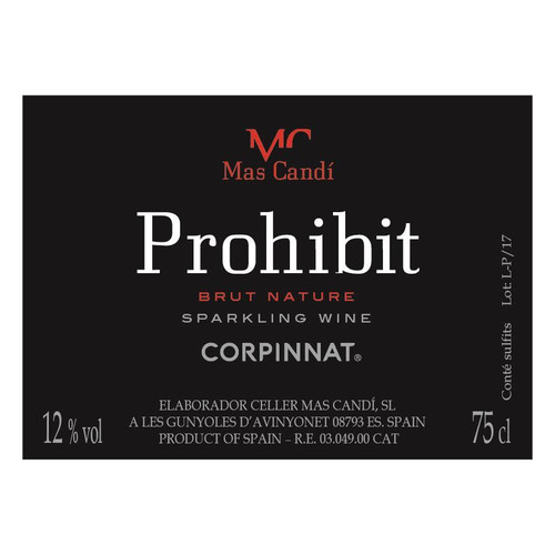 Mas Candi Brut Nature Prohibit Corpinnat 2021 750ml