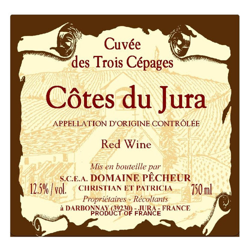Domaine Pecheur Côtes du Jura Rouge "Cuvée des Trois Cépages" 2023 750ml Domaine Pecheur Côtes du Jura Rouge "Cuvée des Trois Cépages" 2023 750ml