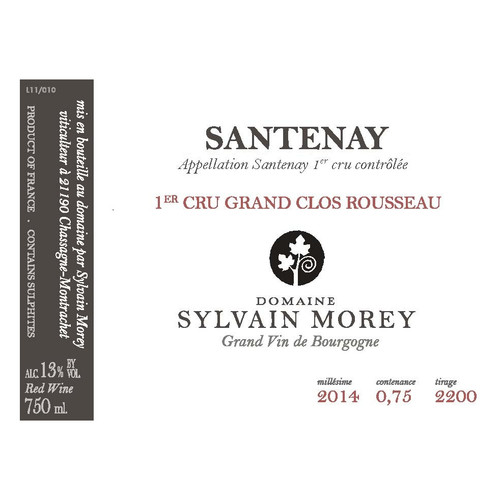 Sylvain Morey Santenay Rouge 1er Cru "Grand Clos Rousseau" 2021 750ml