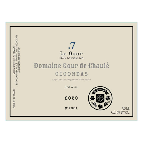 Domaine Gour de Chaulé Gigondas, “Le Gour” 2022 750ml