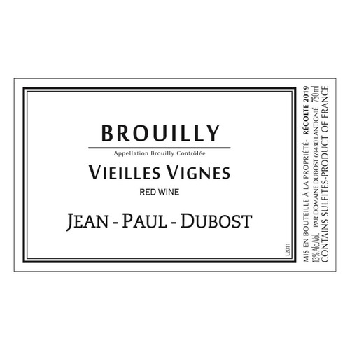 Jean-Paul Dubost Brouilly, “Vieilles Vignes” 2022 750ml Jean-Paul Dubost Brouilly, “Vieilles Vignes” 2022 750ml