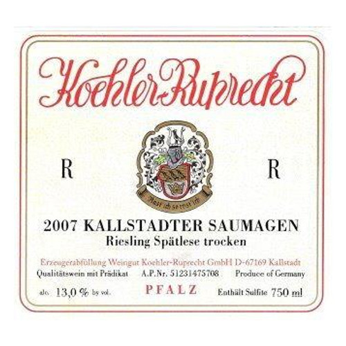 Koehler-Ruprecht Pfalz Riesling Kallstadter Saumagen Spatlese Trocken R 2018 750ml