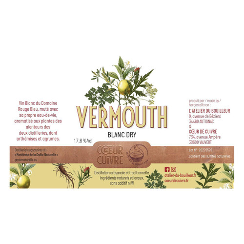 Distillerie Coeur de Cuivre Atelier Du Bouilleur Collaboration Vermouth Blanc Dry NV 750ml