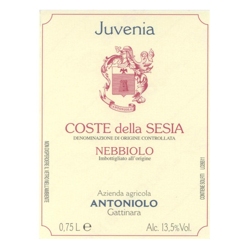 Antoniolo Juvenia Coste della Sesia Nebbiolo 2022 750ml Antoniolo Juvenia Coste della Sesia Nebbiolo 2022 750ml