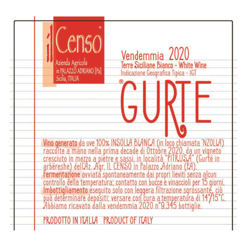 Il Censo Gurte Insolia Terre Siciliane Bianco 2021 750ml