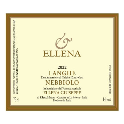 Product image for Ellena Giuseppe Langhe Nebbiolo 2022 750ml Product image for Ellena Giuseppe Langhe Nebbiolo 2022 750ml