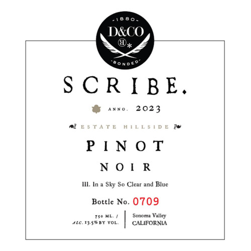 Product image for Scribe Winery Pinot Noir Estate Hillside Sonoma Valley 2023 750ml