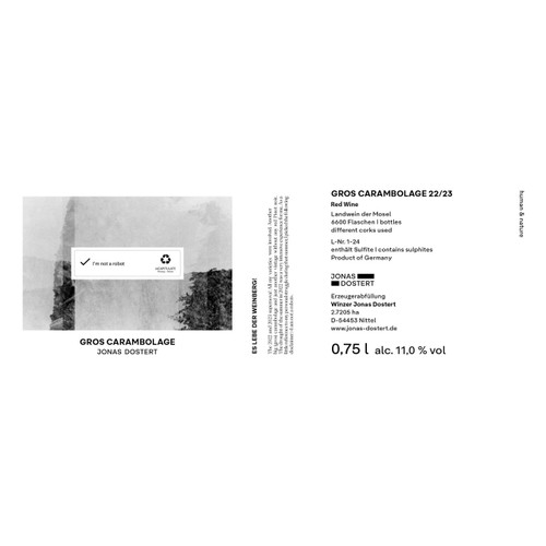 Product image for Jonas Dostert Landwein Der Mosel Gros Carambolage NV 750ml