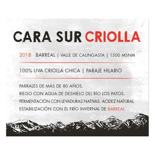 Product image for Cara Sur Criolla Chica 2023 750ml