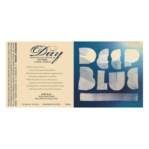 Product image for Day Wines Pinot Noir Deep Blue Willamette Valley 2023 750ml Product image for Day Wines Pinot Noir Deep Blue Willamette Valley 2023 750ml