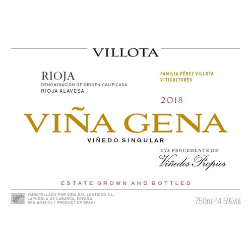 Product image for Vino Villota Rioja Vina Gena Vinedo Singular 2022 750ml