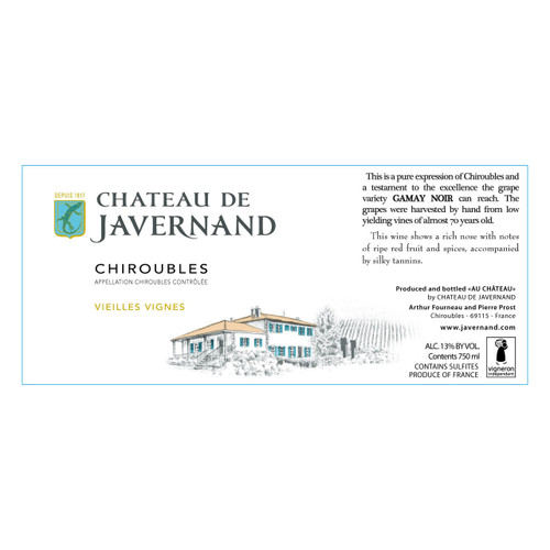 Product image for Chateau de Javernand Chiroubles Vieilles Vignes 2022 750ml Product image for Chateau de Javernand Chiroubles Vieilles Vignes 2022 750ml